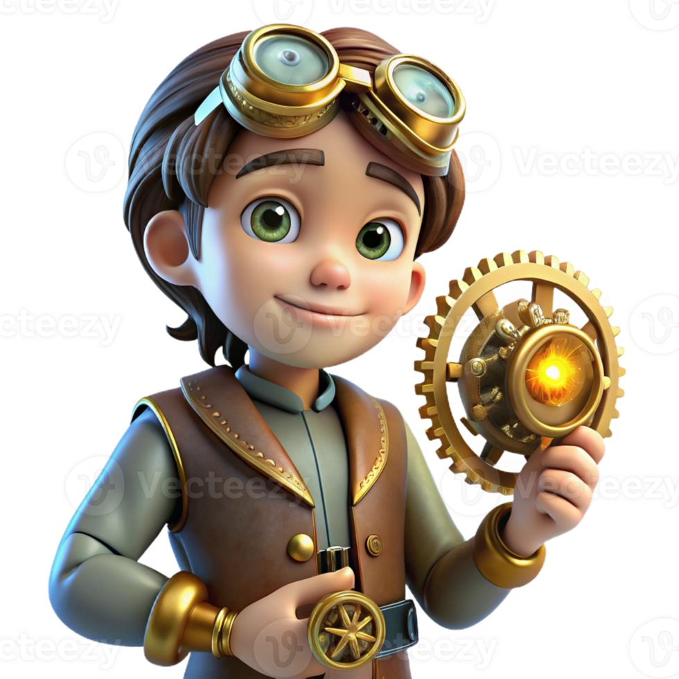 impressive classic A Portrait of a Steampunk Child Holding premium png
