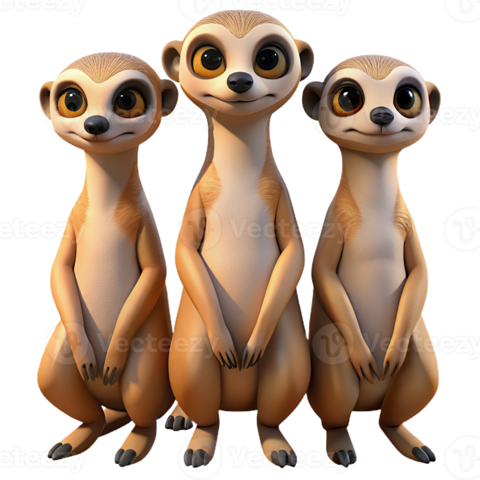 vibrant vintage A Group of Meerkats Standing Guard high quality png
