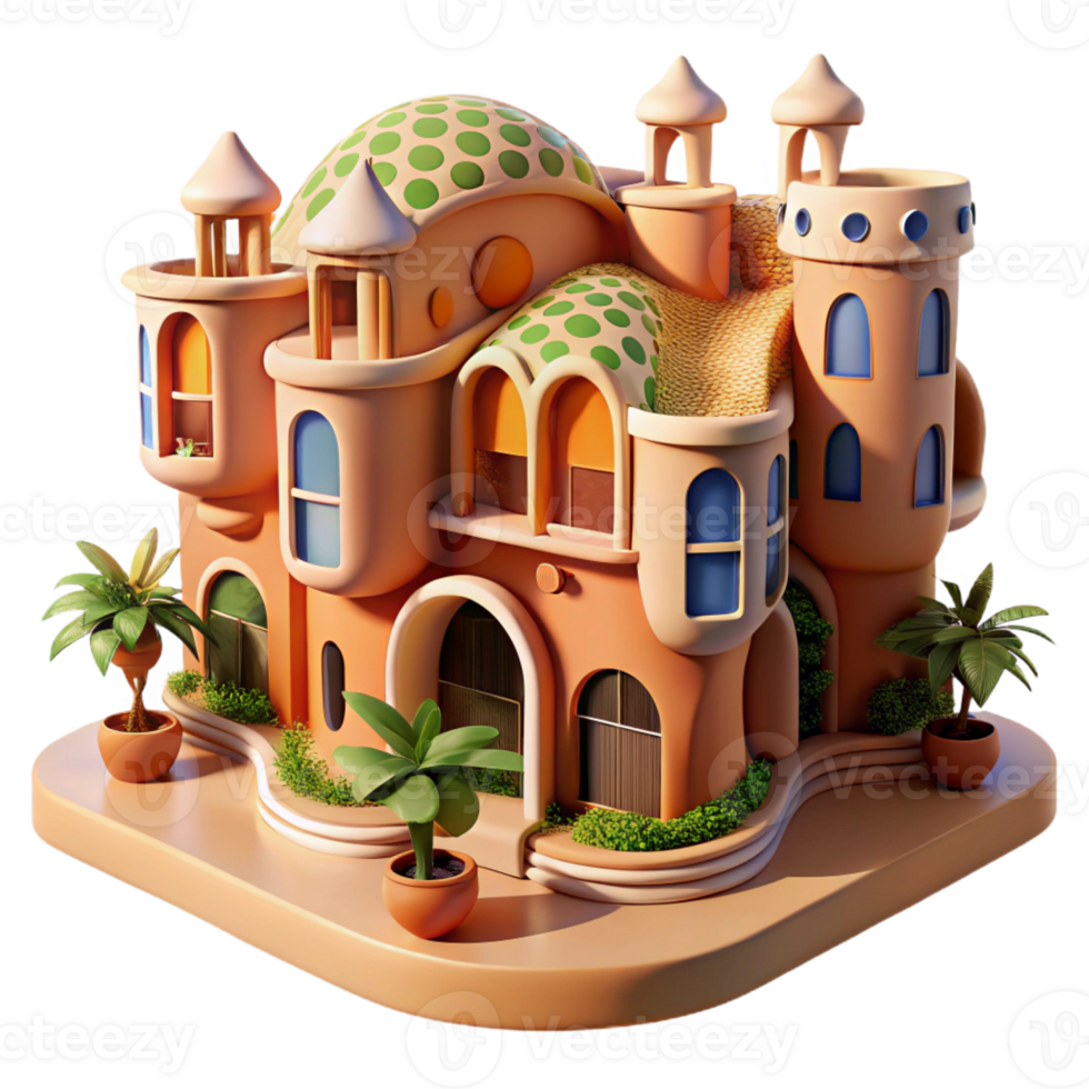 vibrant artistic Gaud Inspired Apartment Complex original png