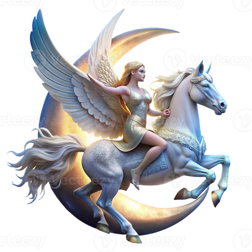 magnificent traditional A Valkyrie Riding a Winged Horse Through high resolution png