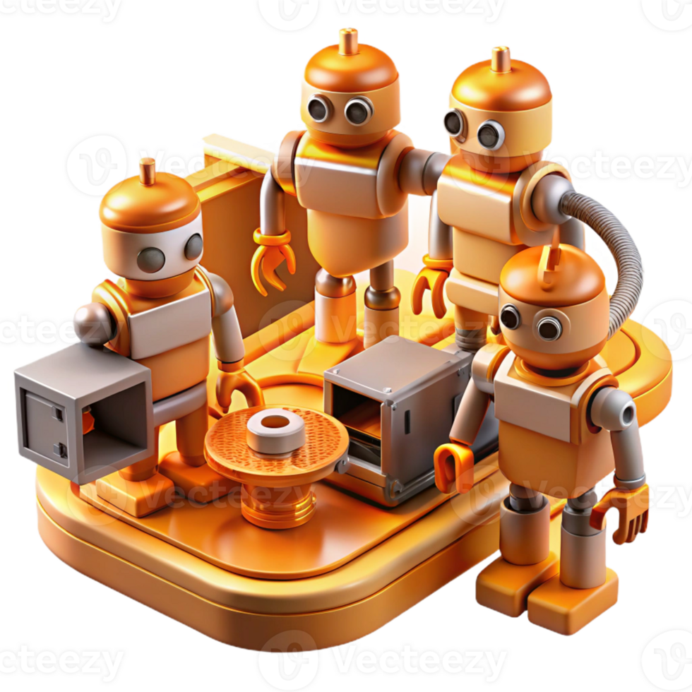 beautiful rustic A Group of Robots Each with Unique original png