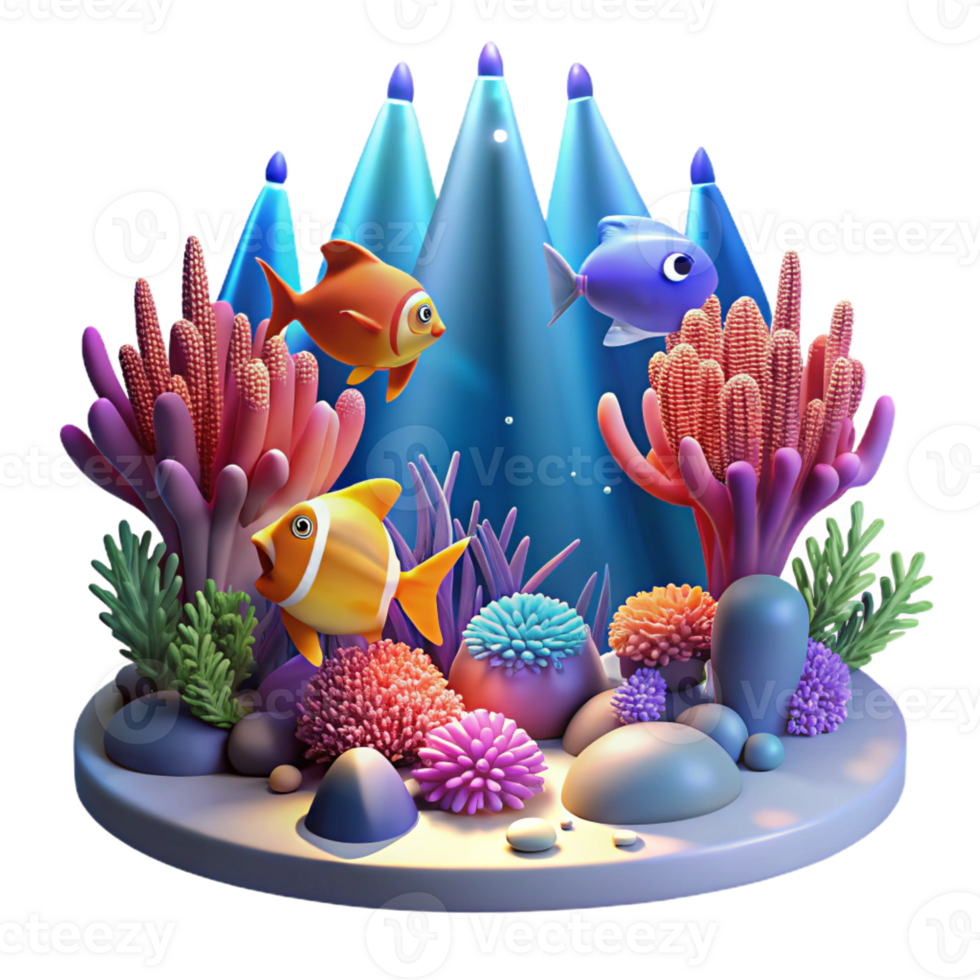 serene minimalist A Vibrant Coral Reef Teeming with original png