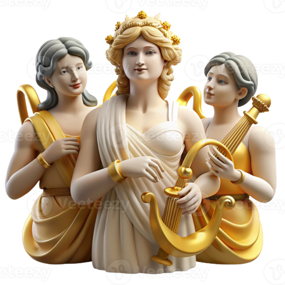 elegant classic Apollo Playing His Lyre on Mount detailed png