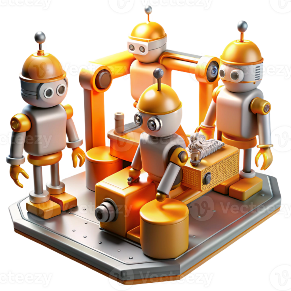 beautiful rustic A Group of Robots Each with Unique high resolution png