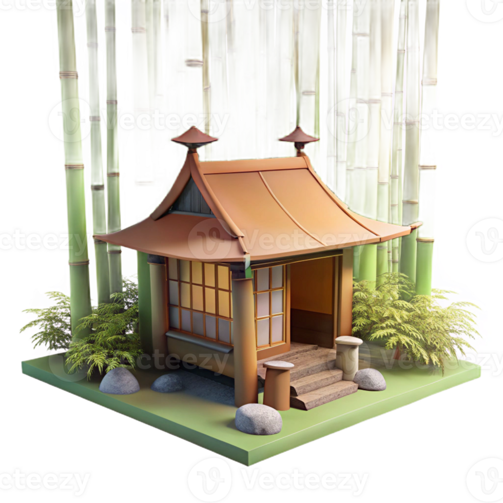 extraordinary abstract A Japanese Tea House Nestled in a original png