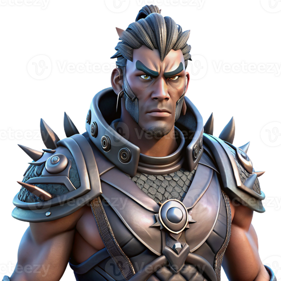 dramatic creative Portrait of a Fierce Warrior with high quality png