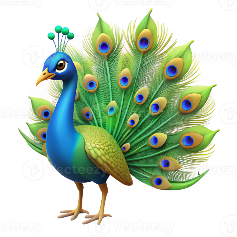 elegant artistic A Vibrant Peacock Displaying Its authentic png