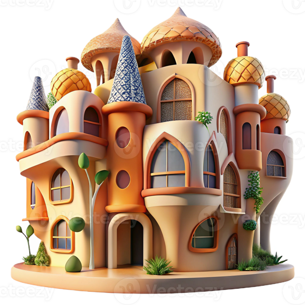 dramatic traditional Gaud Inspired Apartment Complex premium png