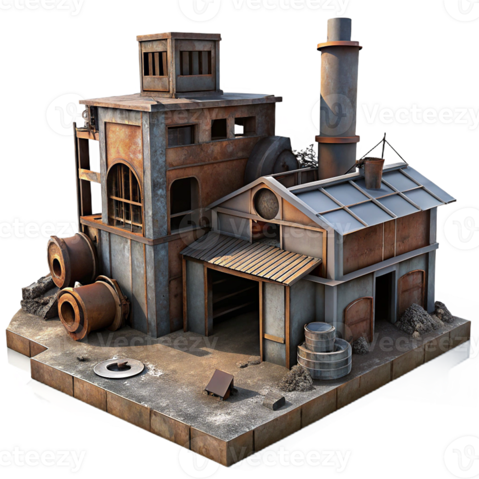 dramatic artistic An Abandoned Factory Rusting 4K png