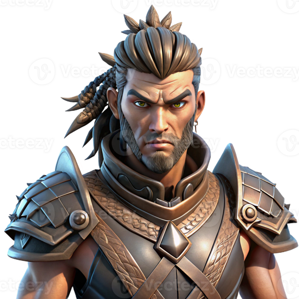serene artistic Portrait of a Fierce Warrior with premium png