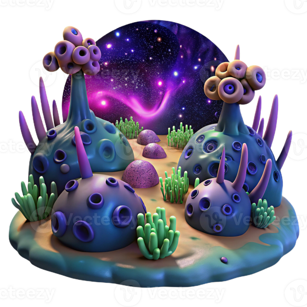 vibrant creative A Desolate Alien Landscape Dotted high quality png