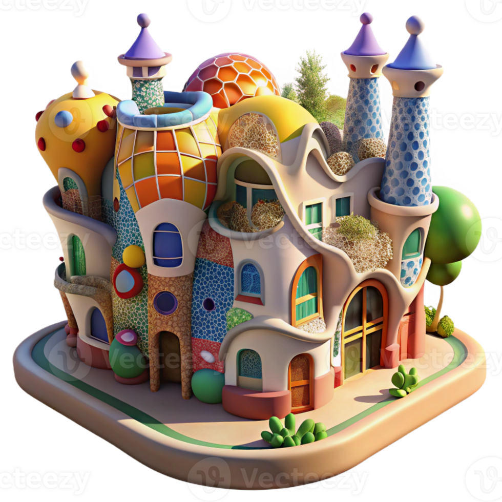 beautiful abstract Gaudi Inspired Apartment Complex 4K png