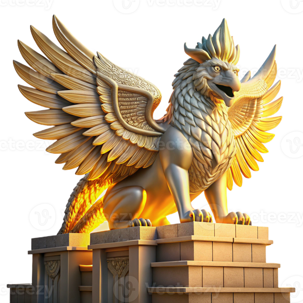 serene minimalist A Majestic Griffin Perched Atop a premium png