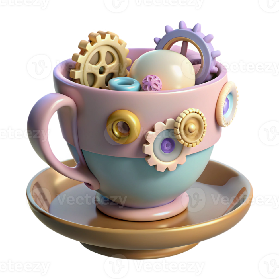 impressive artistic A Whimsical Steampunk Teacup Adorned high resolution png