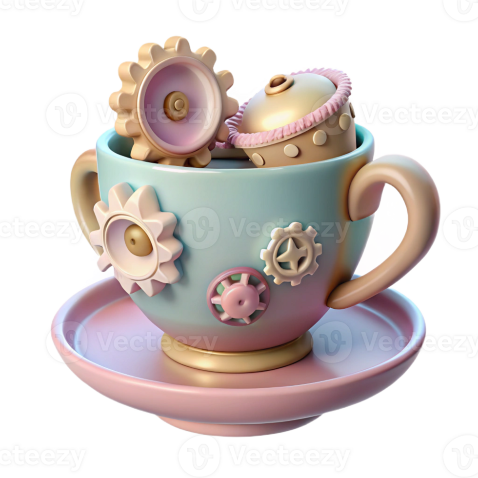 stunning artistic A Whimsical Steampunk Teacup Adorned genuine png