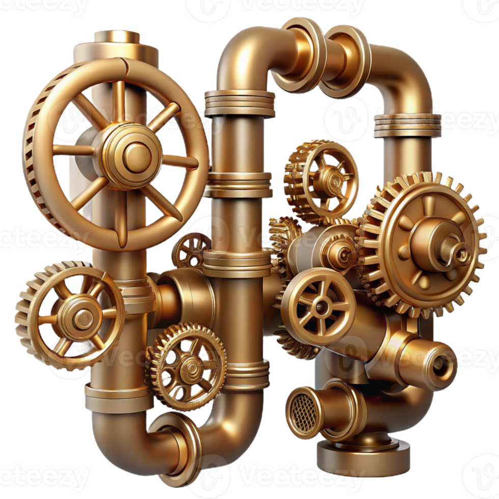 serene creative A Complex Network of Brass Pipes and premium png