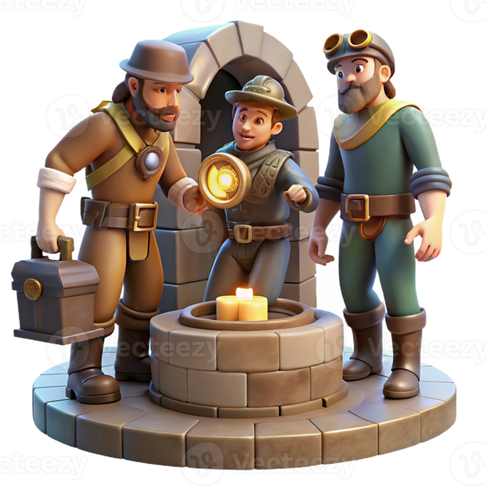 stunning abstract A Group of Steampunk Explorers 4K png