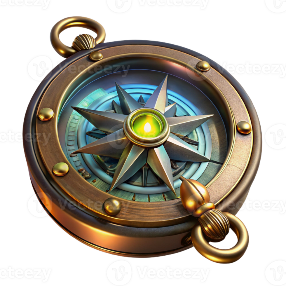 serene modern A Detailed Steampunk Compass Ornate detailed png