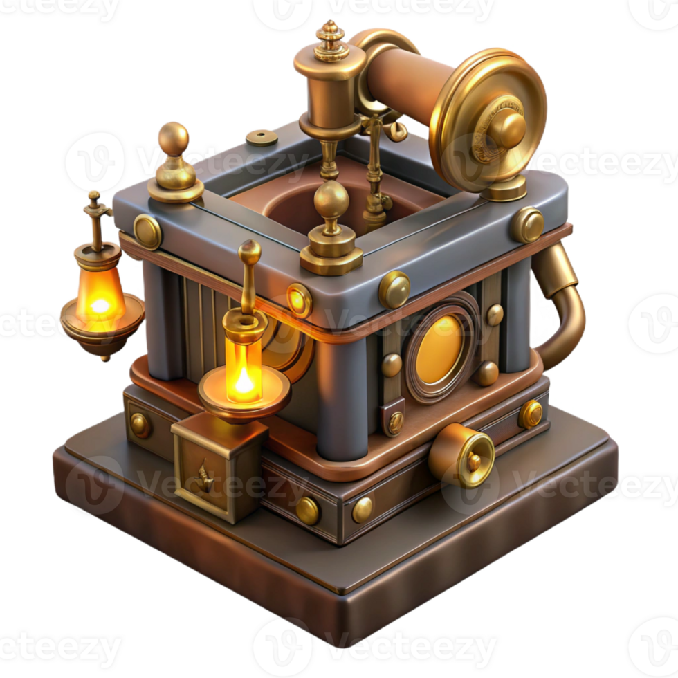 impressive rustic A Steampunk Music Box Playing a detailed png