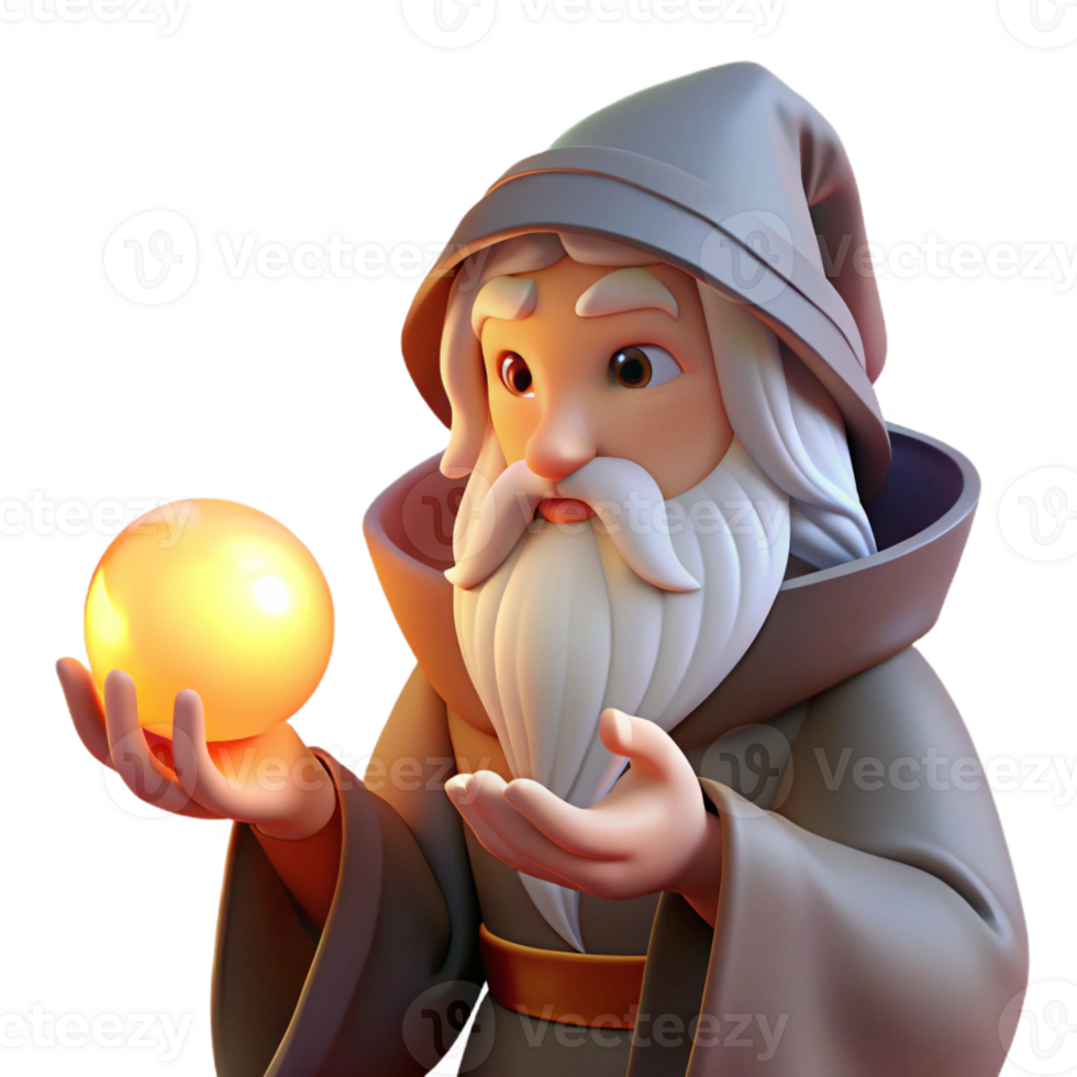 stunning modern A Wise Old Wizard with a Long White high quality png