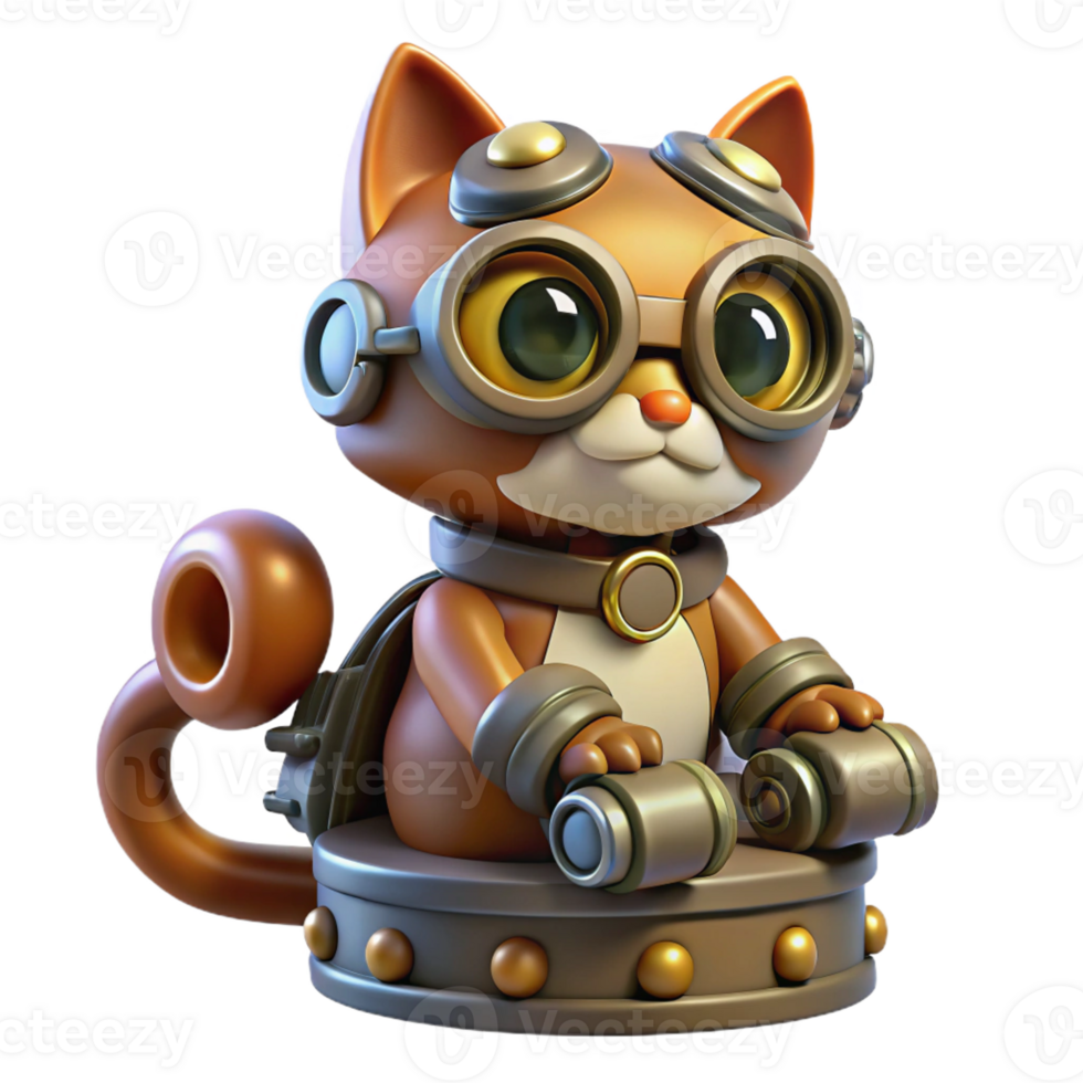 extraordinary classic A Steampunk Cat Wearing Goggles and a authentic png