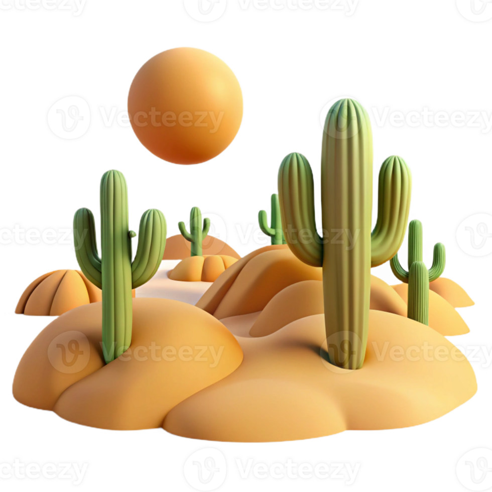 impressive abstract A Desert Landscape with Towering Cacti professional png