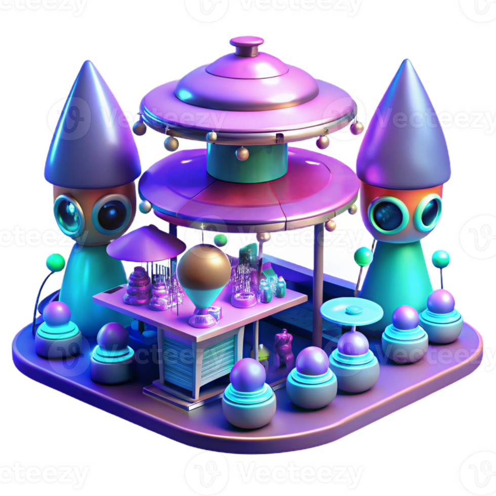serene abstract A Futuristic Marketplace Bustling with professional png