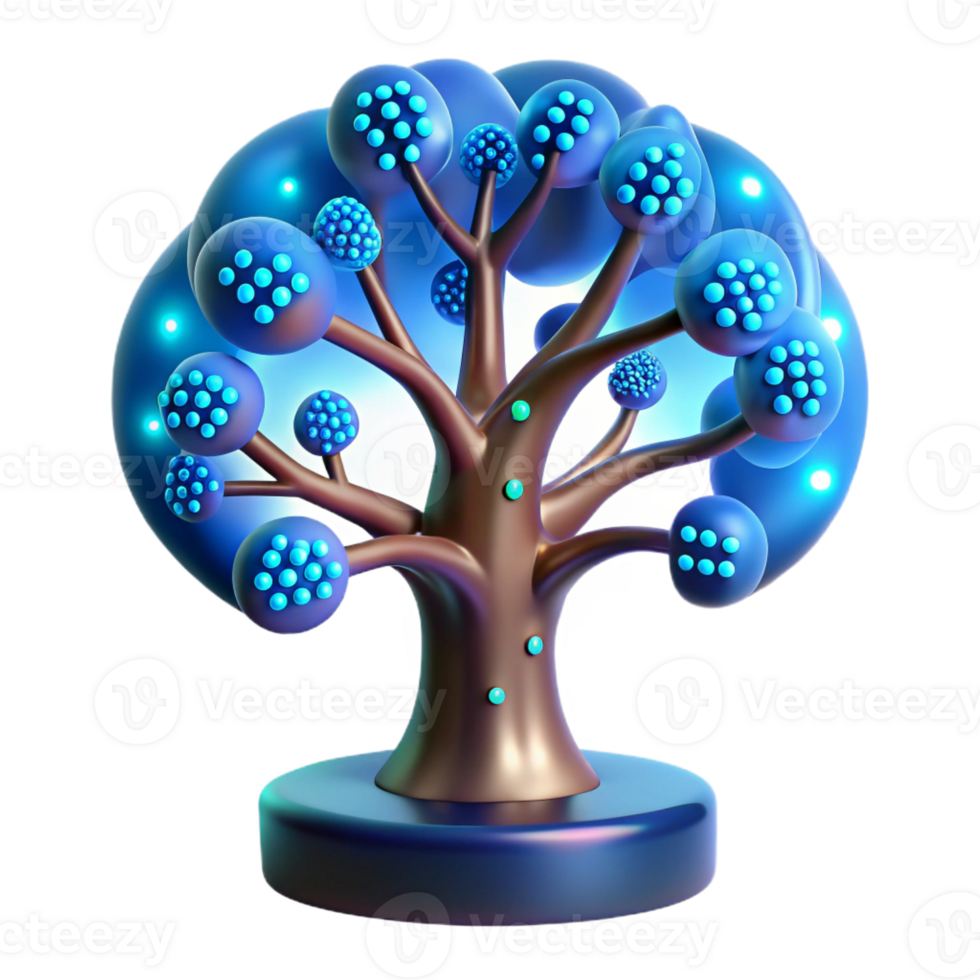 dramatic contemporary A Bioluminescent Tree with Digital high quality png