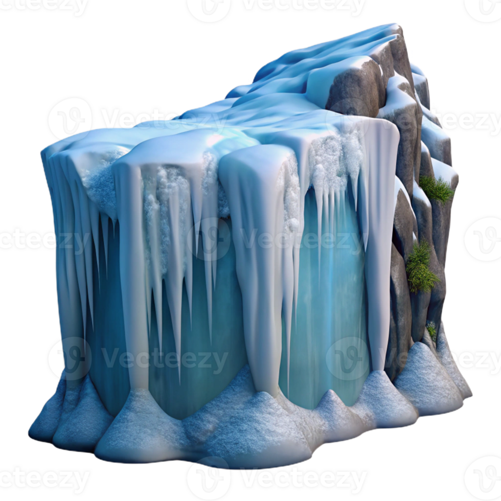 magnificent creative A Frozen Waterfall Cascading Down a 4K png