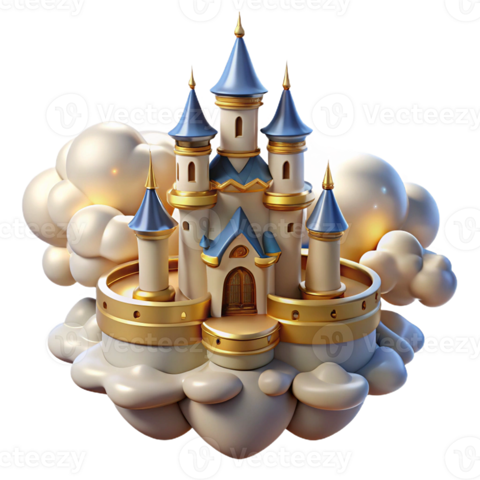 wonderful creative Floating Castle in the Sky Surrounded high resolution png