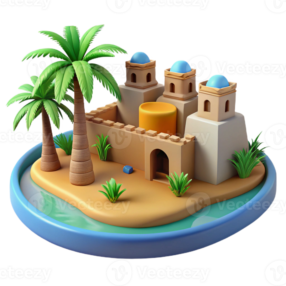 wonderful artistic Desert Oasis with a Traditional Mud premium png
