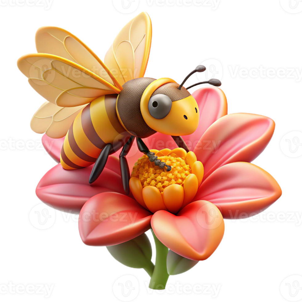 dramatic modern A Close Up of a Bee Collecting Pollen authentic png