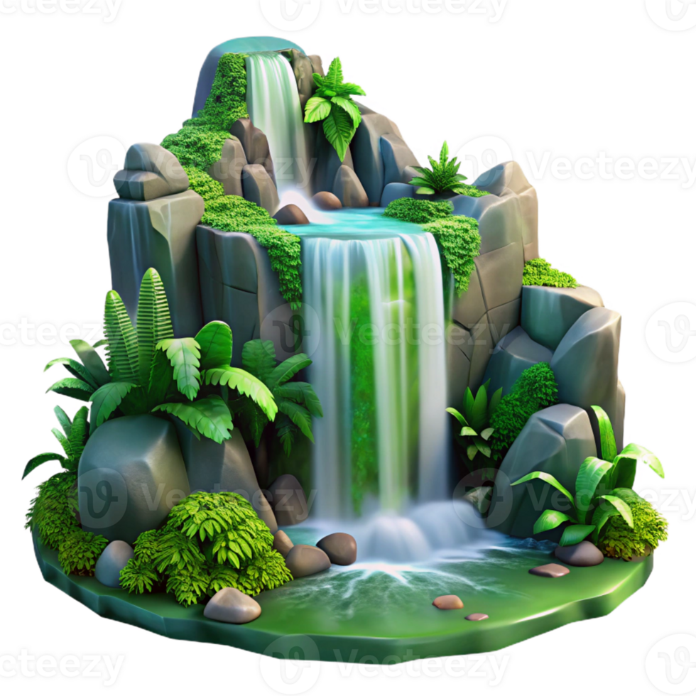 impressive contemporary A Cascading Waterfall Surrounded by high resolution png