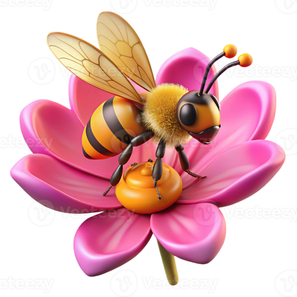 beautiful abstract A Close Up of a Bee Collecting Pollen detailed png
