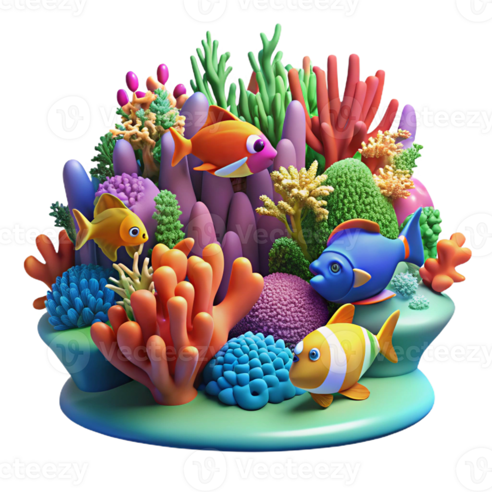 dramatic modern A Coral Reef Teeming with Colorful detailed png