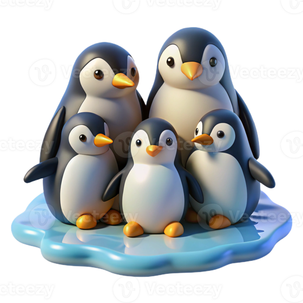 serene traditional A Group of Penguins Huddled Together 4K png