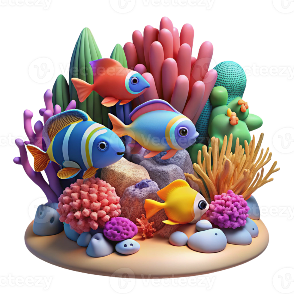 elegant modern A Coral Reef Teeming with Colorful authentic png