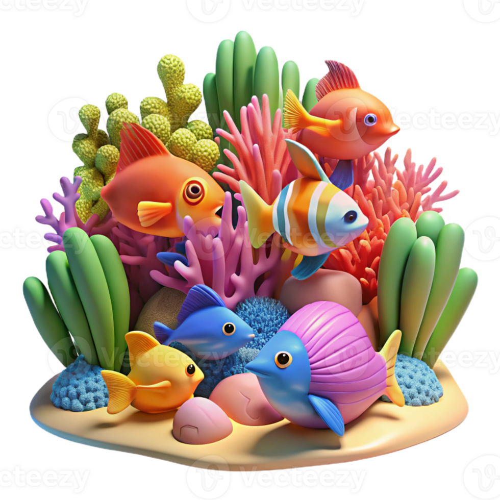 dramatic artistic A Coral Reef Teeming with Colorful genuine png