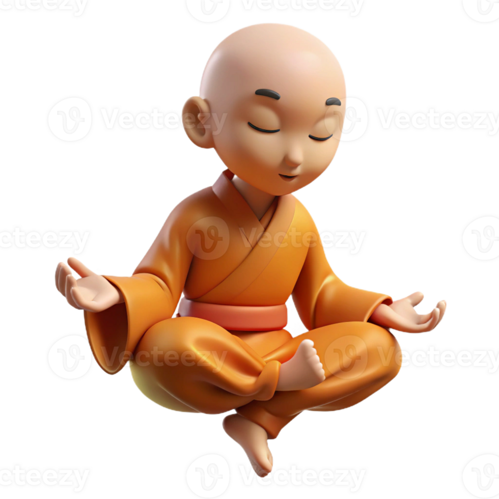 serene modern A Serene Meditating Monk Levitating premium png