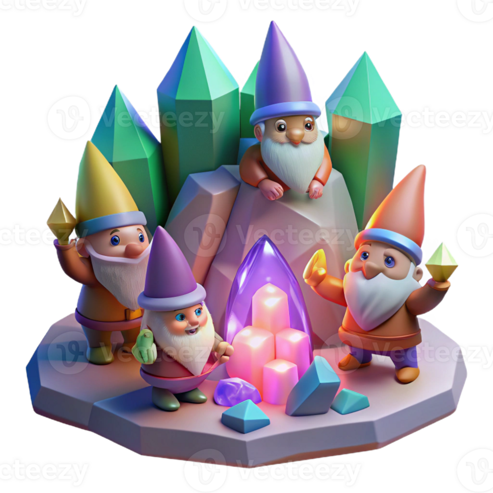 magnificent creative A Group of Adventurous Gnomes Exploring 4K png