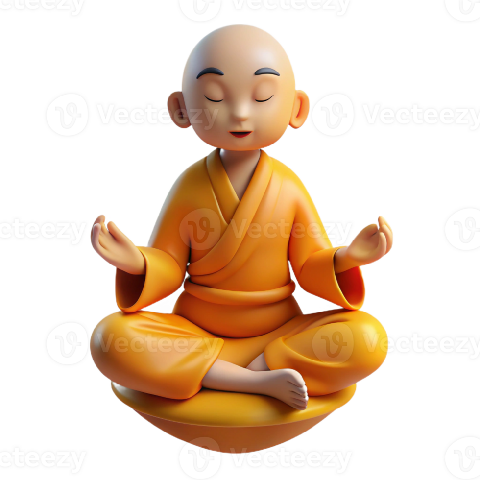 magnificent classic A Serene Meditating Monk Levitating detailed png