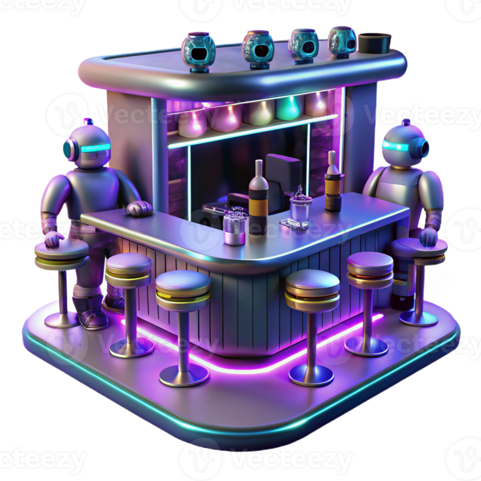 elegant contemporary A Futuristic Bar Filled with Robots authentic png