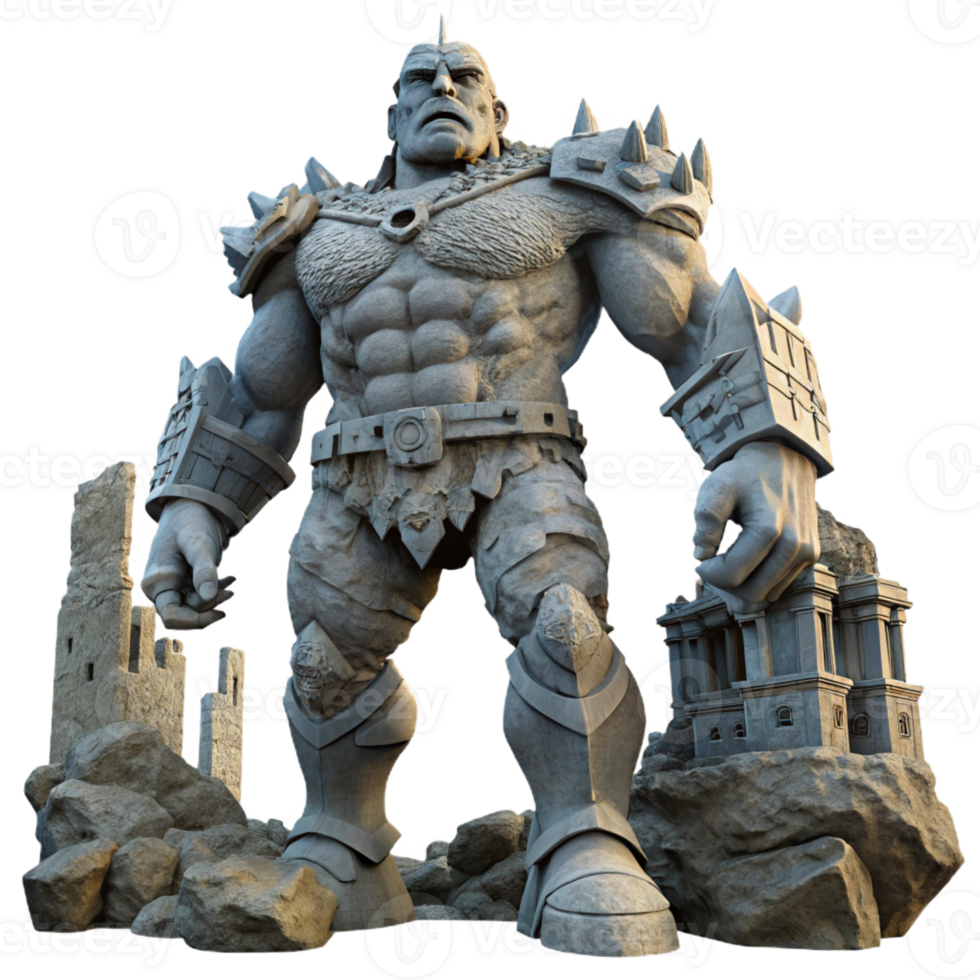 extraordinary abstract A Colossal Golem Made of Stone high quality png