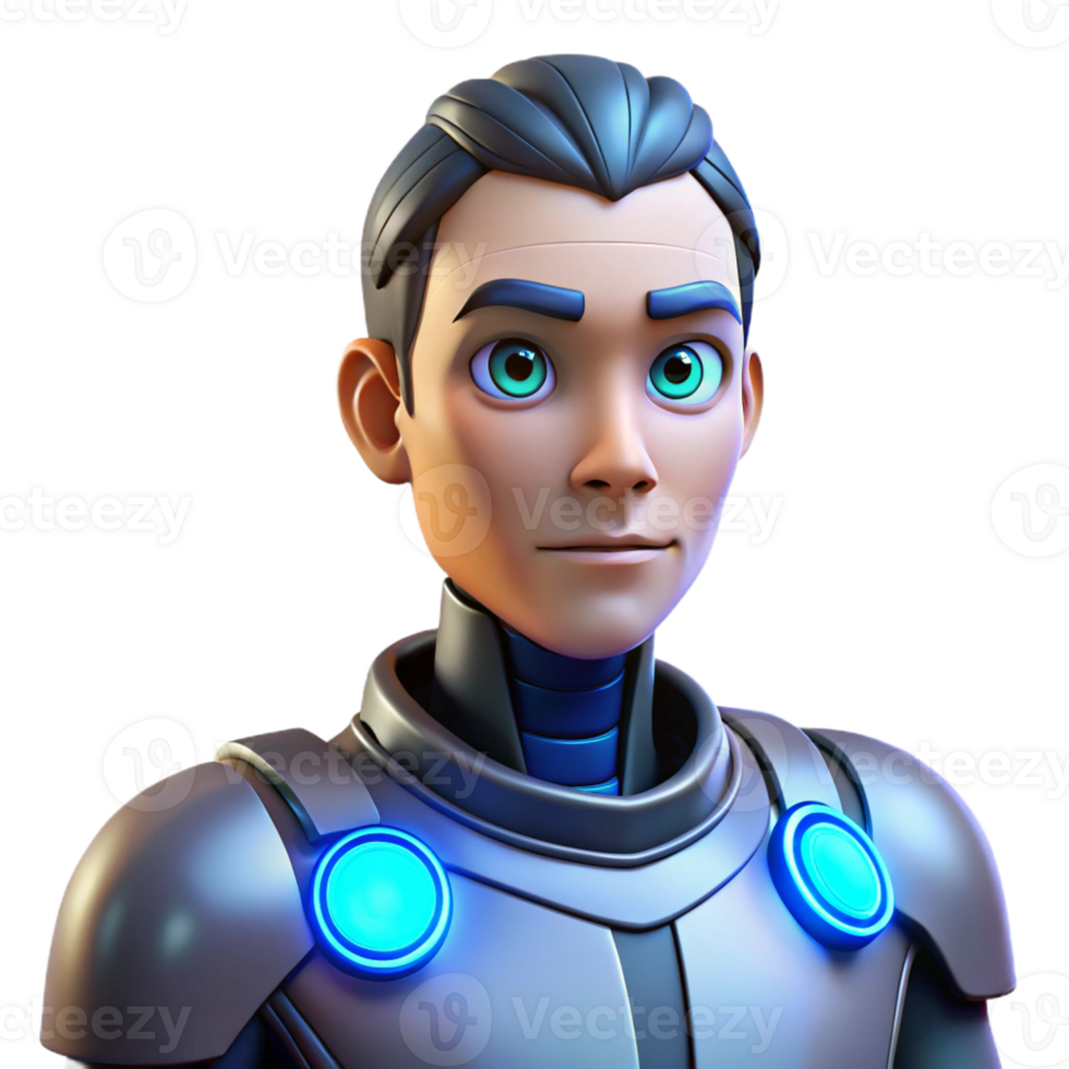 serene classic A Cyborg with Glowing Blue Eyes exclusive png