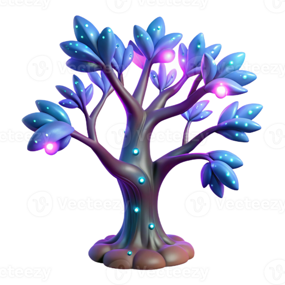 stunning abstract A Bioluminescent Tree with Glowing authentic png