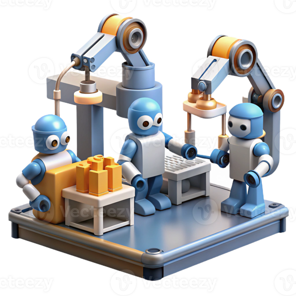 beautiful rustic A Group of Robots Working in a exclusive png