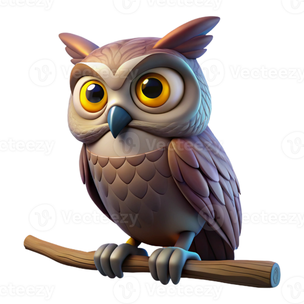 serene abstract A Wise Old Owl Perched on a Gnarled high quality png