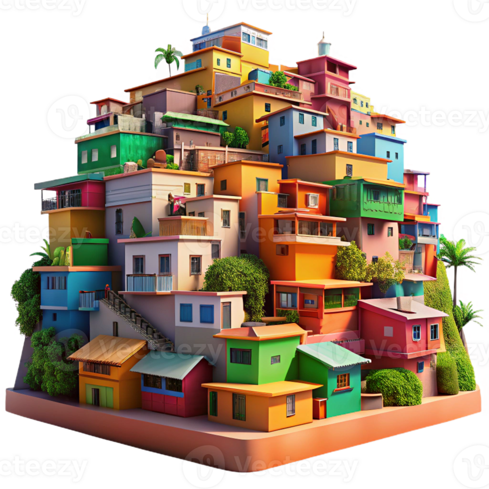 beautiful rustic A Colorful Favela Built Into a high quality png