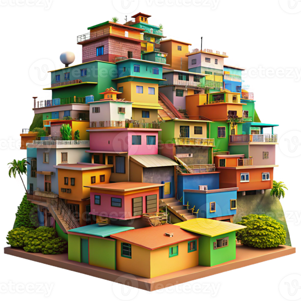 dramatic classic A Colorful Favela Built Into a authentic png