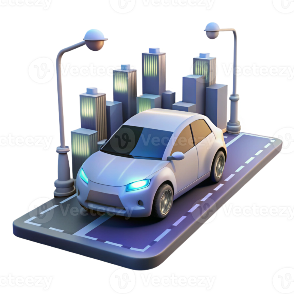 elegant classic A Self Driving Car Navigating a Busy genuine png